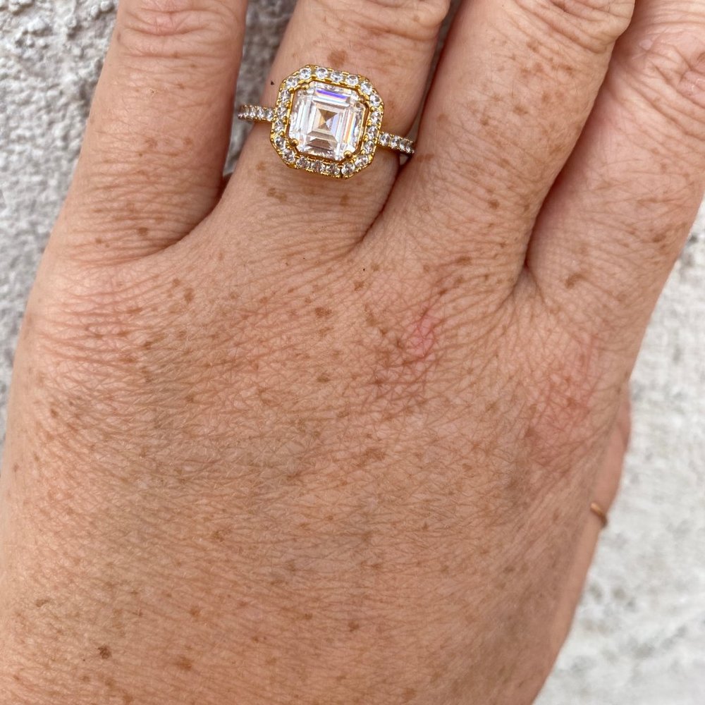 Nadri Pave Halo Cushion Cut Ring Sz 7